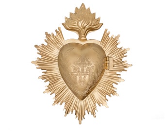 Sacred Heart, Milagro Heart, Gilded Gold Heart Box, Catholic Heart, Prayer Box