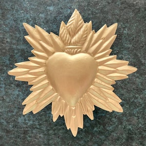 Sacred Heart Starburst ~ Gilded Gold Catholic Heart, Wall Hanging