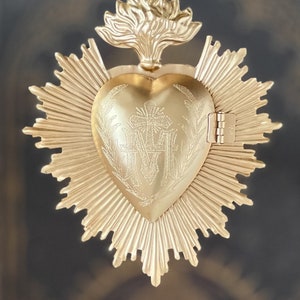 Sacred Heart, Milagro Heart, Gilded Gold Heart Box, Catholic Heart, Prayer Box image 5