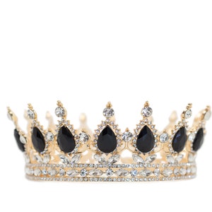 Jeweled Crown, Cake topper, Princess Crown, Black and White Rhinestone Tiara