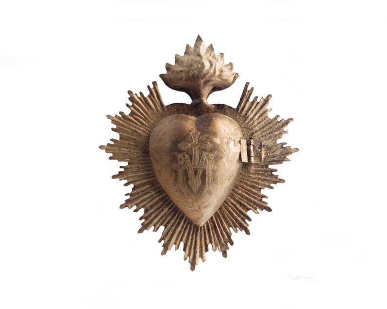 Sacred Heart Milagro Heart Gold Heart Box Catholic Heart image 0