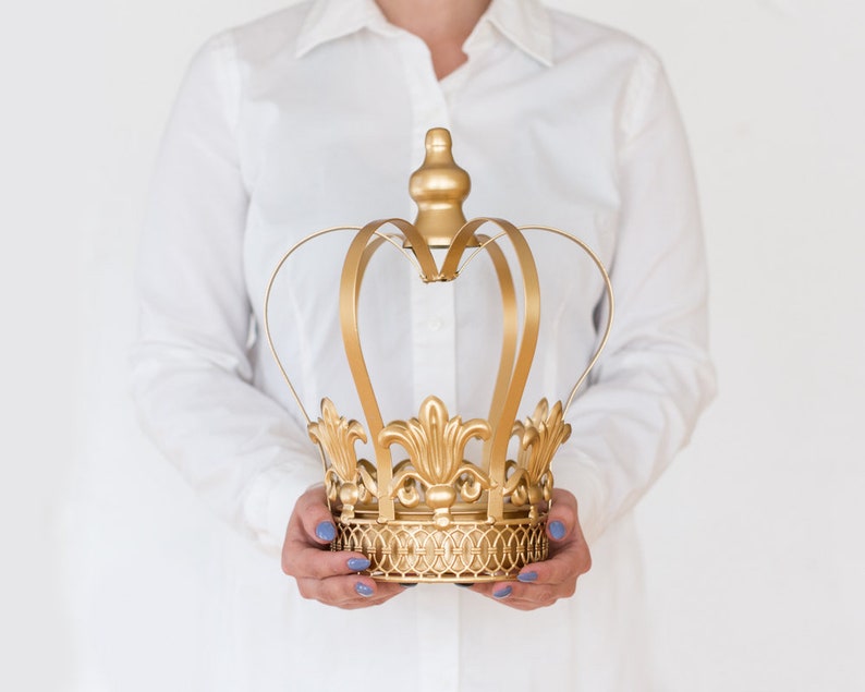 Gold Crown Centerpiece Gold Crown Large wedding cake topper image 1