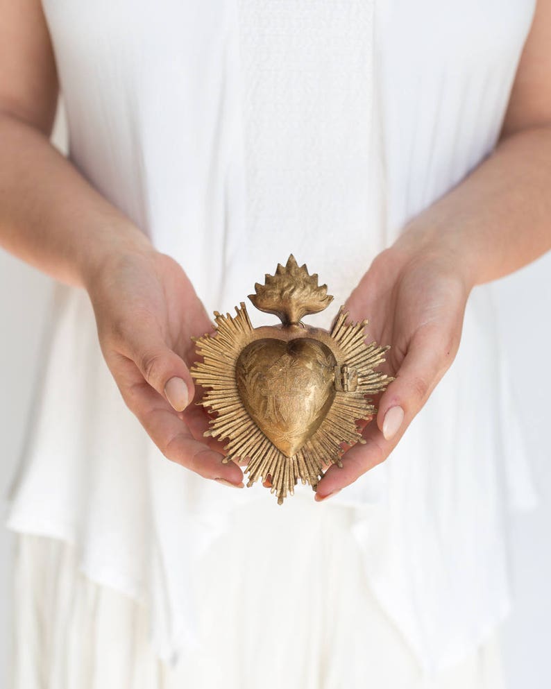 Sacred Heart Milagro Heart Gold Heart Box Catholic Heart image 3