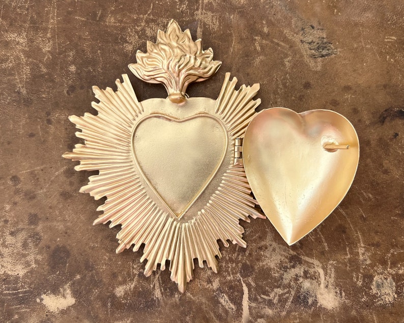 Sacred Heart, Milagro Heart, Gilded Gold Heart Box, Catholic Heart, Prayer Box image 3