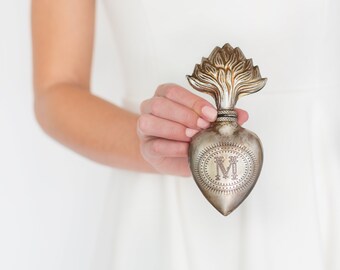 Sacred Heart, Silver, Heart Milagro
