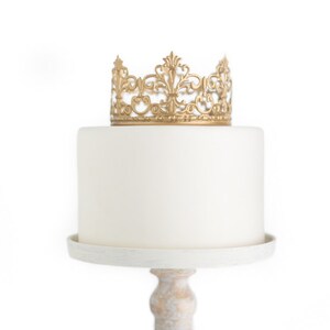 Crown Cake Topper, Wedding Cake Topper, Gold Crown, Mini Crown, Wedding Decoration, Prince Party image 2