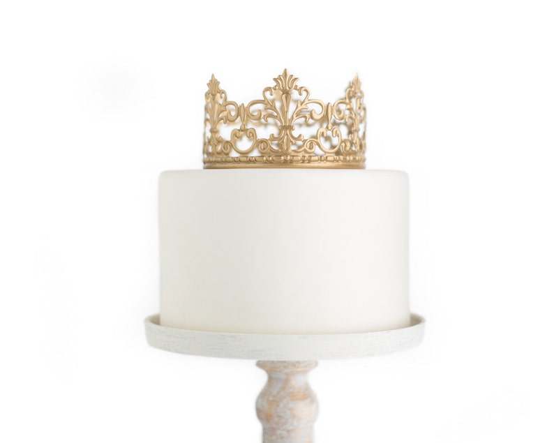 Crown Cake Topper, Wedding Cake Topper, Gold Crown, Mini Crown, Wedding Decoration, Prince Party image 2