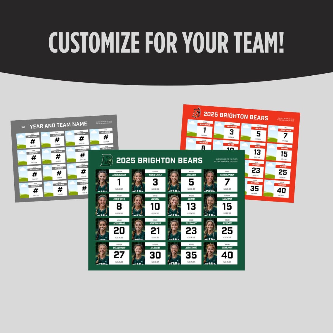 Team Roster Template: Customizable Baseball, Softball, Soccer (canva ...