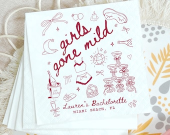 Girls Gone Mild Napkins, Bachelorette Party Napkins, Miami Bachelorette Napkins, Custom Bachelorette Napkins