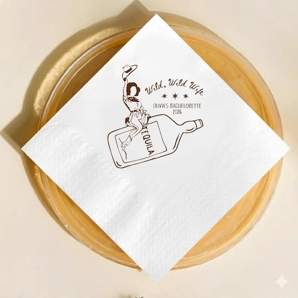Wild Wild Wife Bachelorette Napkins – Western Cowgirl Bridal Party Decor