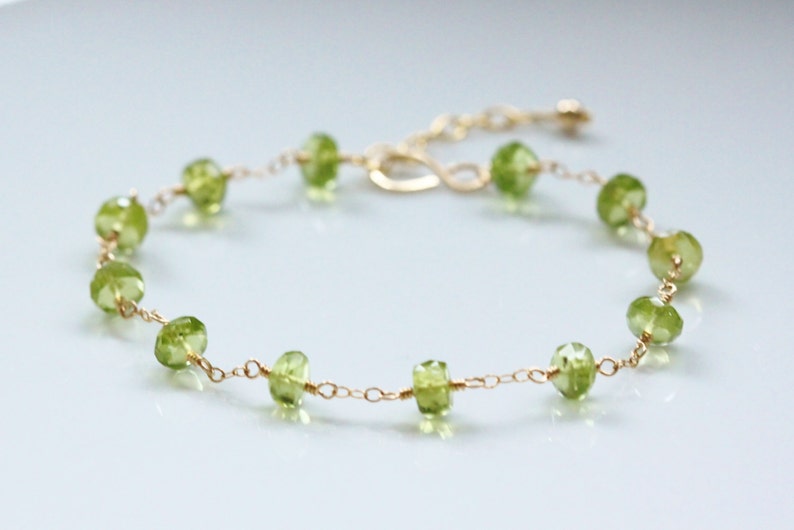 Green Peridot Bracelet 14k Gold Filled Wire Wrapped Etsy
