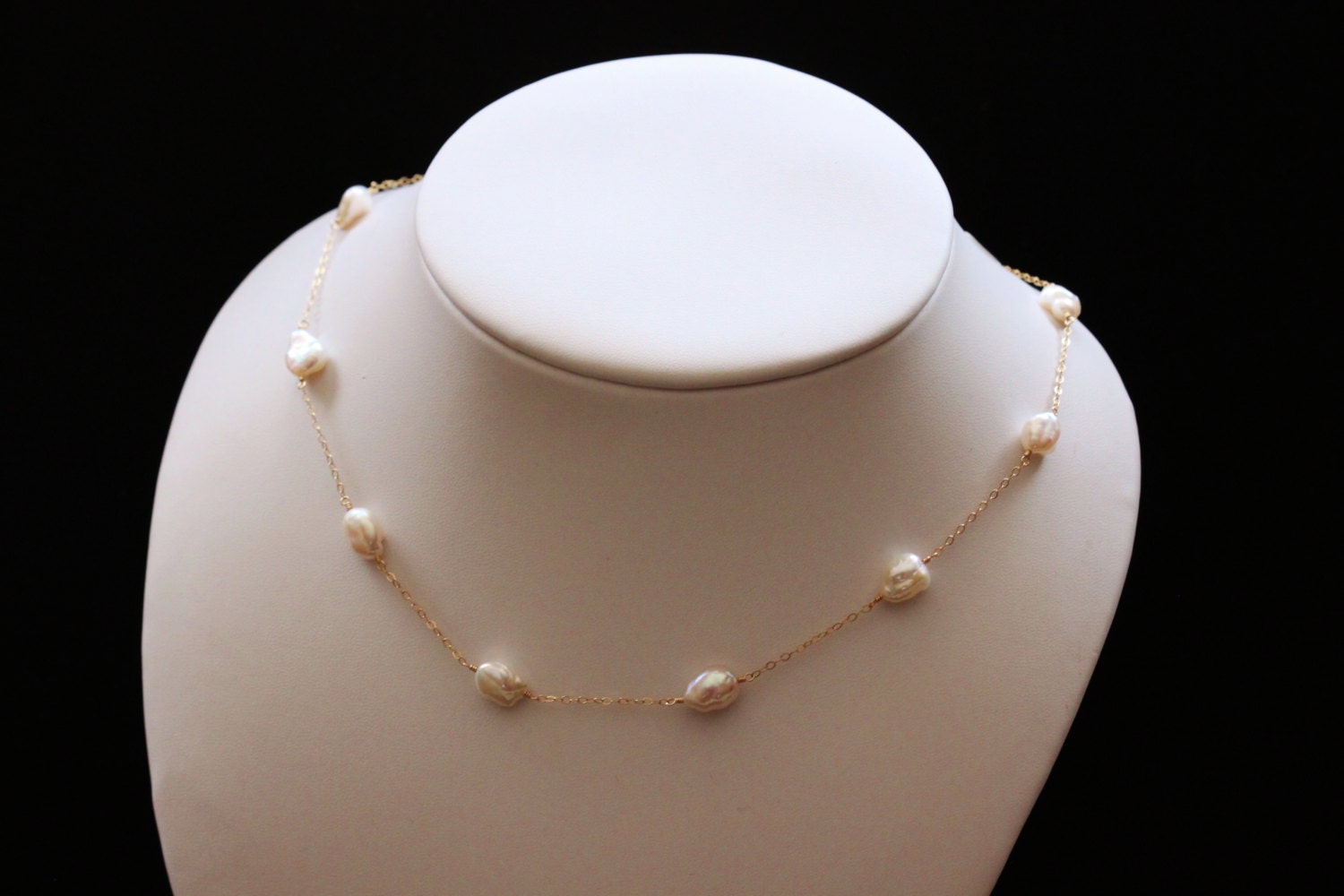 Keshi Keishi Pearl Necklace 14k Gold Filled Tin Cup - Etsy
