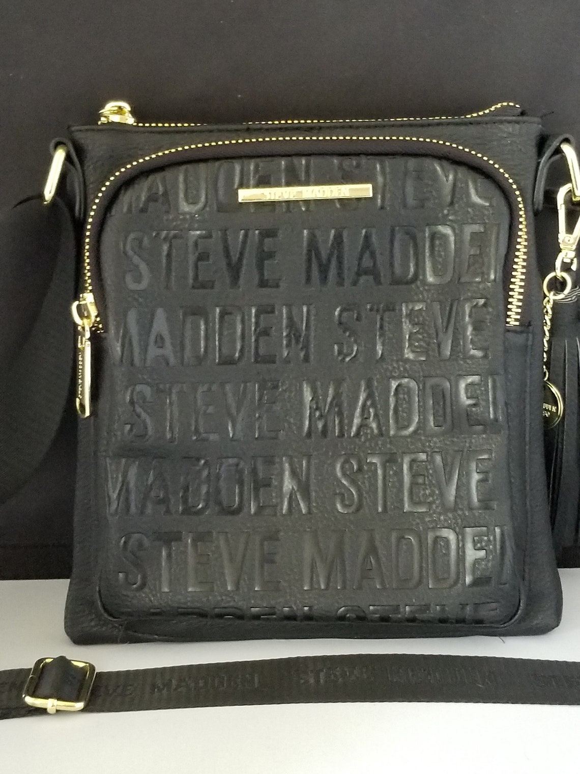Steve Madden Black Logo Crossbody Bag Purse Etsy