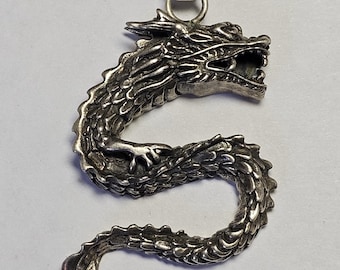 Large Vintage Sterling Silver 925 Dragon Pendant