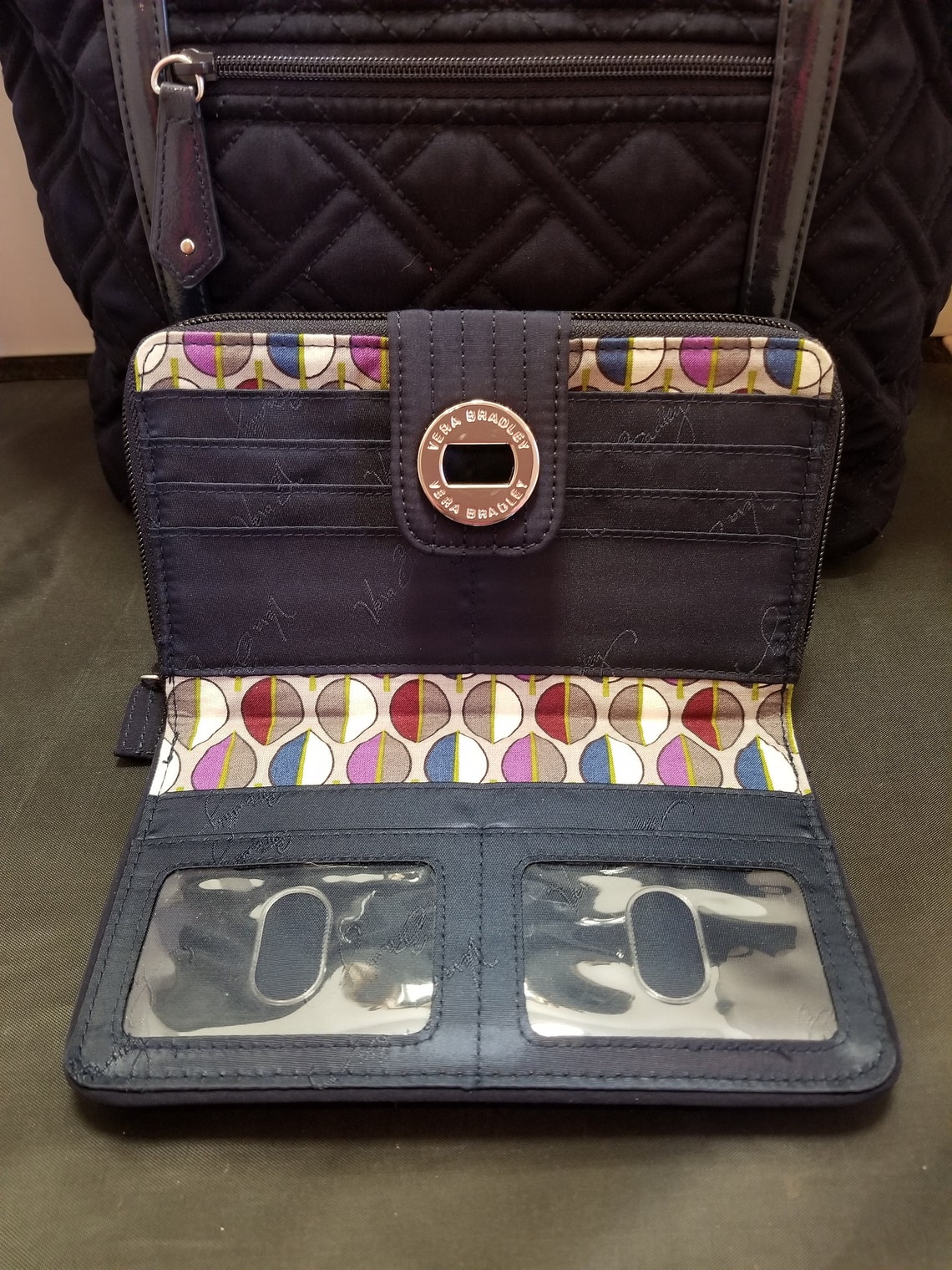 Vera Bradley Navy Blue Quilted Cloth Purse Shoulder Bag And Etsy