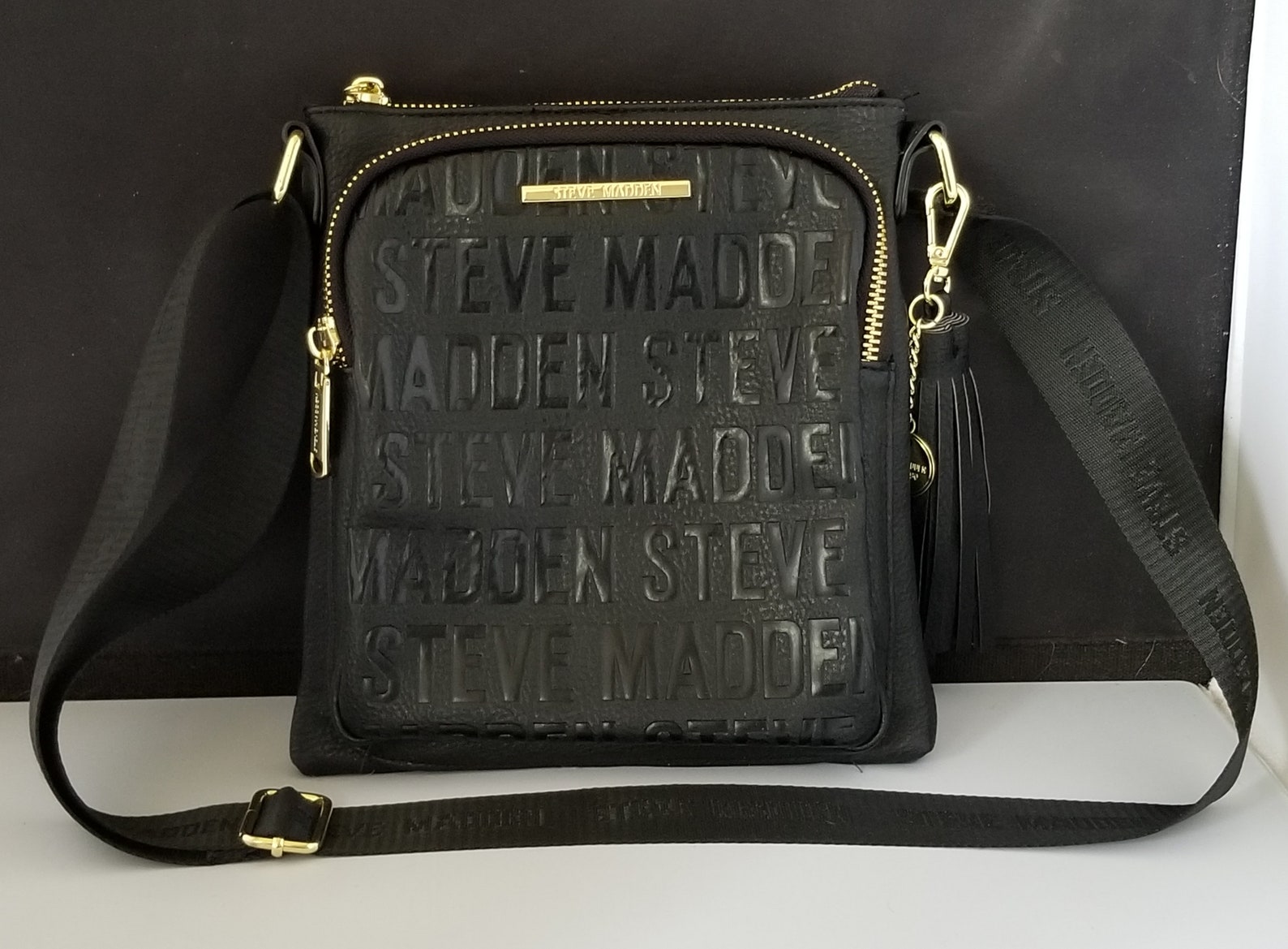Steve Madden Black Logo Crossbody Bag Purse Etsy