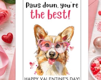 Corgi Valentine's Day Card - Watercolor Pup (Digital PNG)