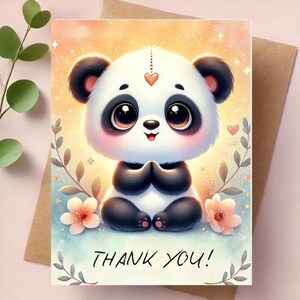 Pandabedankkaart - kawaii afdrukbare bedankkaart - digitaal en afdrukbaar - direct downloaden