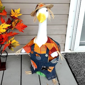 Handmade Scarecrow Goose Outfit: Fall/Thanksgiving Decor, Fits 23-25&quot; Goose