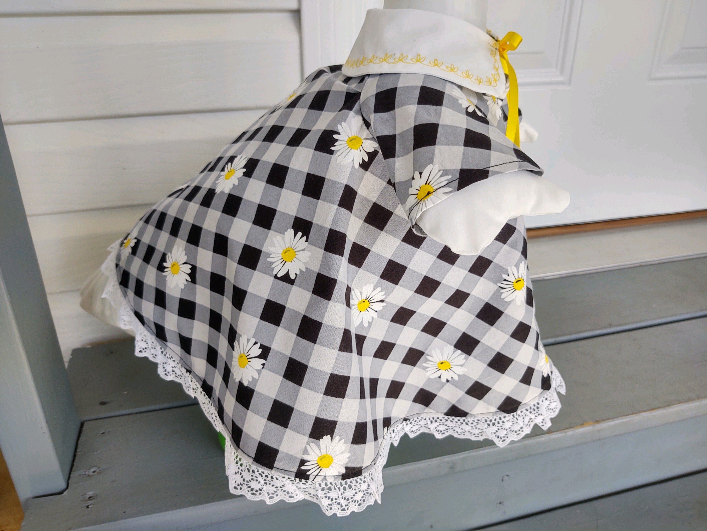 Ropa de ganso Vestido a cuadros con margaritas blancas | Etsy