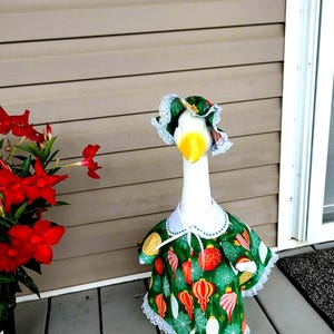 Christmas Goose Outfit - A Terrific &quot;One of a Kind&quot; Porch Goose Outfit with Multi-Colored Ornaments on a Green Fabric -Fits 23&quot; to 25&quot; Goose