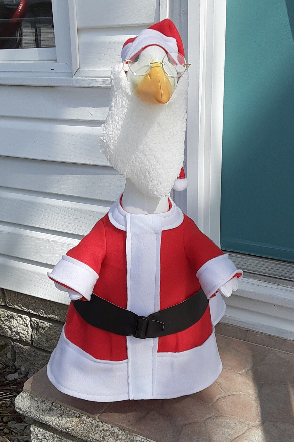 Ropa de ganso Santa Claus Traje de lana roja con gafas de | Etsy