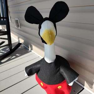 Goose Outfit - Mickey Mouse Red and Black Felt Outfit - Fits 23 to 25 inch Plastic or Concrete Lawn Goose - Handmade by Me - A Great Gift!