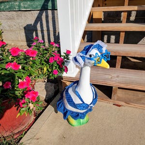 Blue Bikini Goose Clothes - Porch Goose has a Floppy Hat held on with Velcro - Sunglasses too - Fits 23 to 25 inch Plastric and Cement Goose