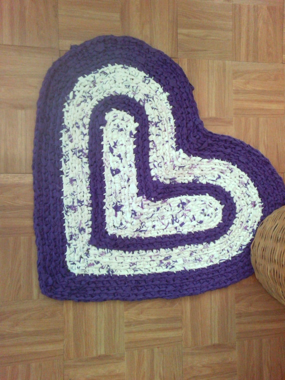 Rag Rug Heart Shaped Crocheted Rug FREE SHIPPING Etsy