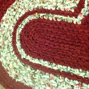 Crocheted Heart Rag Rug-32 x 28repurposed linens-Colonial Rag Rug-Kitchen Rug-Primitive Rag Rug-Washable and Dryable-Recycled Linens image 3