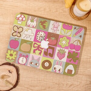 Cute Patchwork Cartoon MacBook Case,Custom Laptop Cover for Mac Air 15/13 Inch,Mac M4 M3 M2,MacBook Pro 16/15/14 Case,Mac Pro 14 A3434,Gift