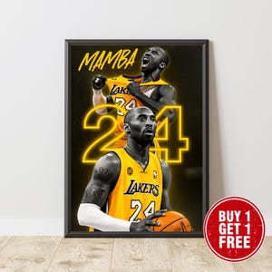 Kobe Bryant Lakers Poster: Black Mamba #24 - Sports Wall Art (Digital Download)