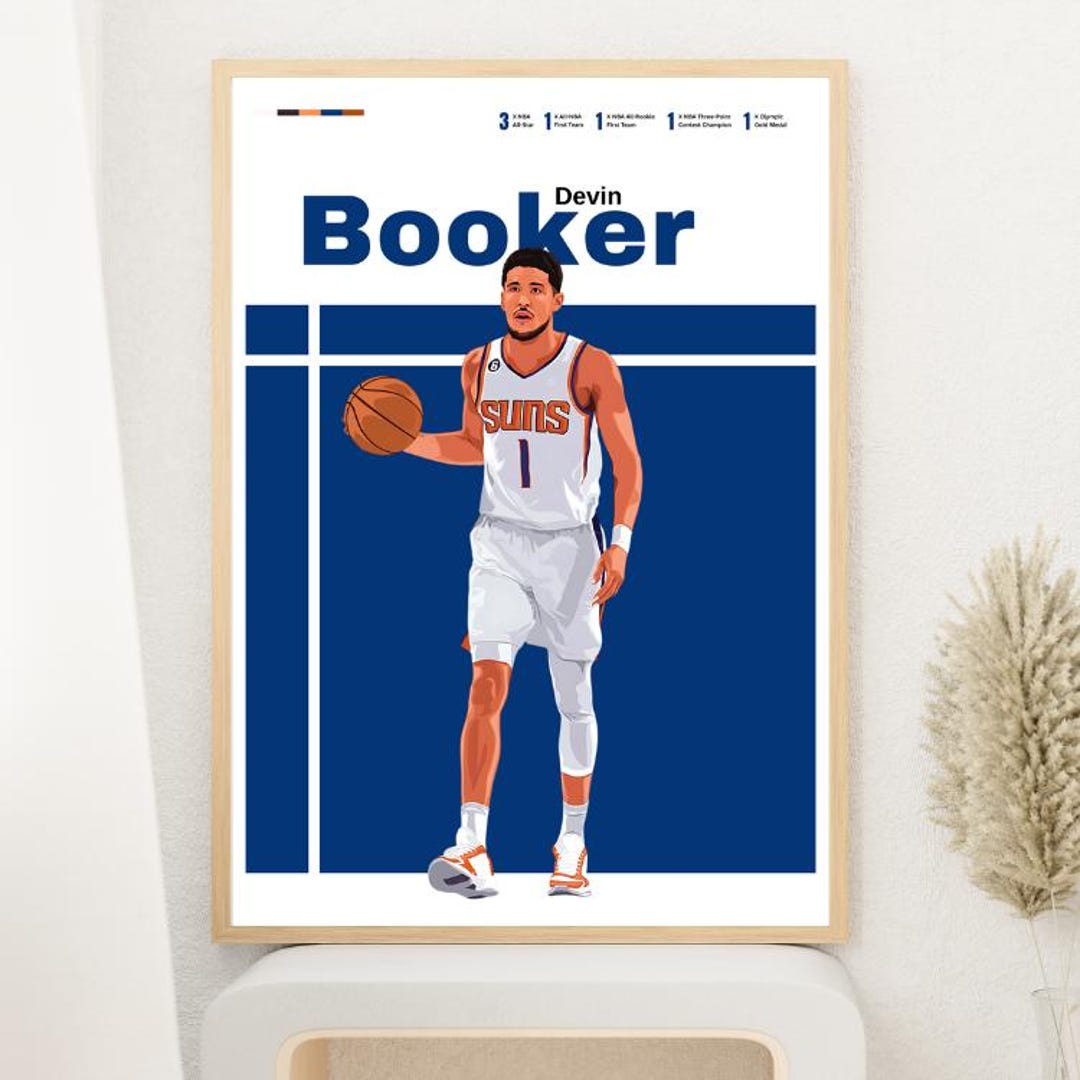 Devin Booker Digital Wall Art Print – Basketball Star Poster, Sports ...
