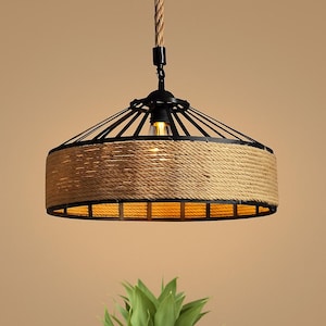 Hemp Rope Pendant Light: Retro Industrial Chandelier, Rustic Home Decor