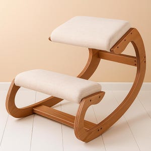 Ergonomic Kneeling Chair: Birch Wood Rocking Posture Stool