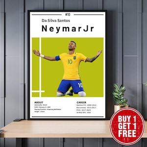 Neymar Jr Digital Wall Art – Brazil Football Player Poster, Attacking Midfielder, Sports Decor for Home & Office