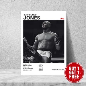 Jon Jones UFC Digital Wall Art – MMA Champion Poster, Bones Jones Black & White Print, Gym Decor, Fight Fan Gift, Sports Artwork