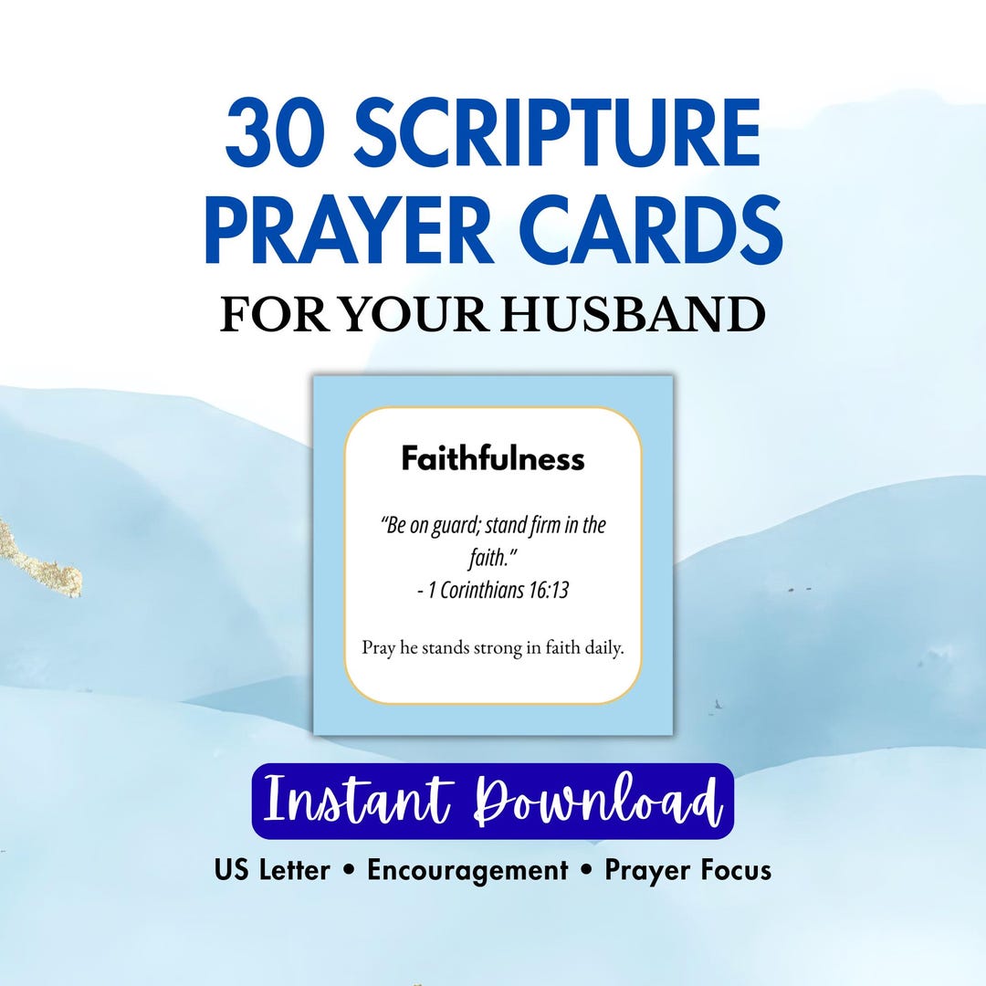 30 Daily Prayer Scripture Cards for Husband: Christian Gift (digital ...