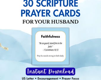 30 Daily Prayer Scripture Cards for Husband: Christian Gift (Digital Download)