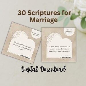 30 afdrukbare schriftkaarten voor het huwelijk | Afdrukbare bijbelteksten | Christelijk huwelijkscadeau | Devotional voor stellen | Direct downloaden