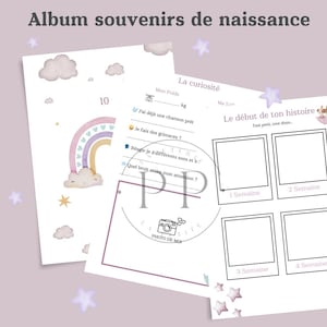 アルバム お土産 Bébé Fille à Personaliser – Livre de Naissance Arc-en-Ciel PDF – 82 ページ (iPad で印刷または Remplir 可能)