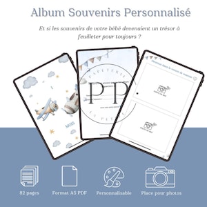 Bébé Personnalisé souvenir album - Livre de Naissance Printable PDF - Cadeau Digital - 82 pages A5