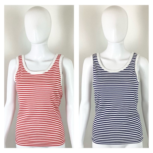 2 Vintage 1970s Deadstock Striped Tank Tops By Sears - Sz Small to Medium