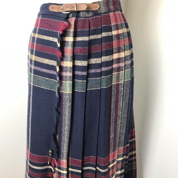 Vintage 80s Tartan Accordion Skirt - image 4