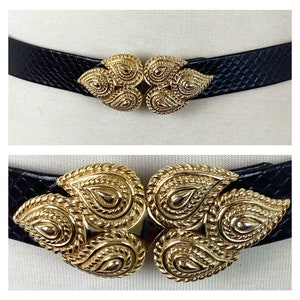 Vintage Gold and Black Snakeskin Wide Belt m_64793fa4253a8cf23369753c.jpg main image 3
