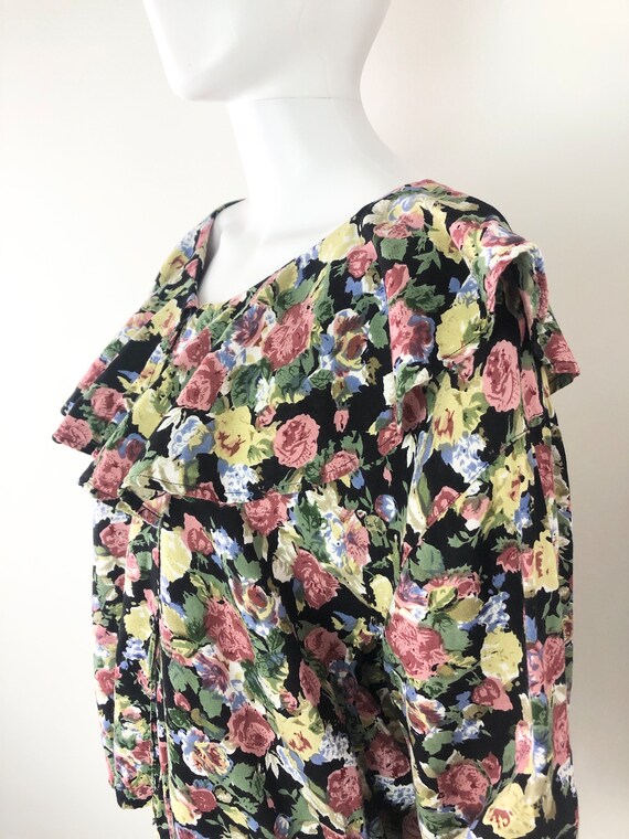 Vintage 90s Floral Peasant Style Poet’s Blouse by… - image 5