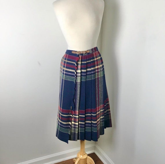 Vintage 80s Tartan Accordion Skirt - image 2