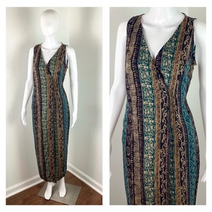 Vintage 1990s Abstract Print Maxi Dress by All That Jazz - Large to XL