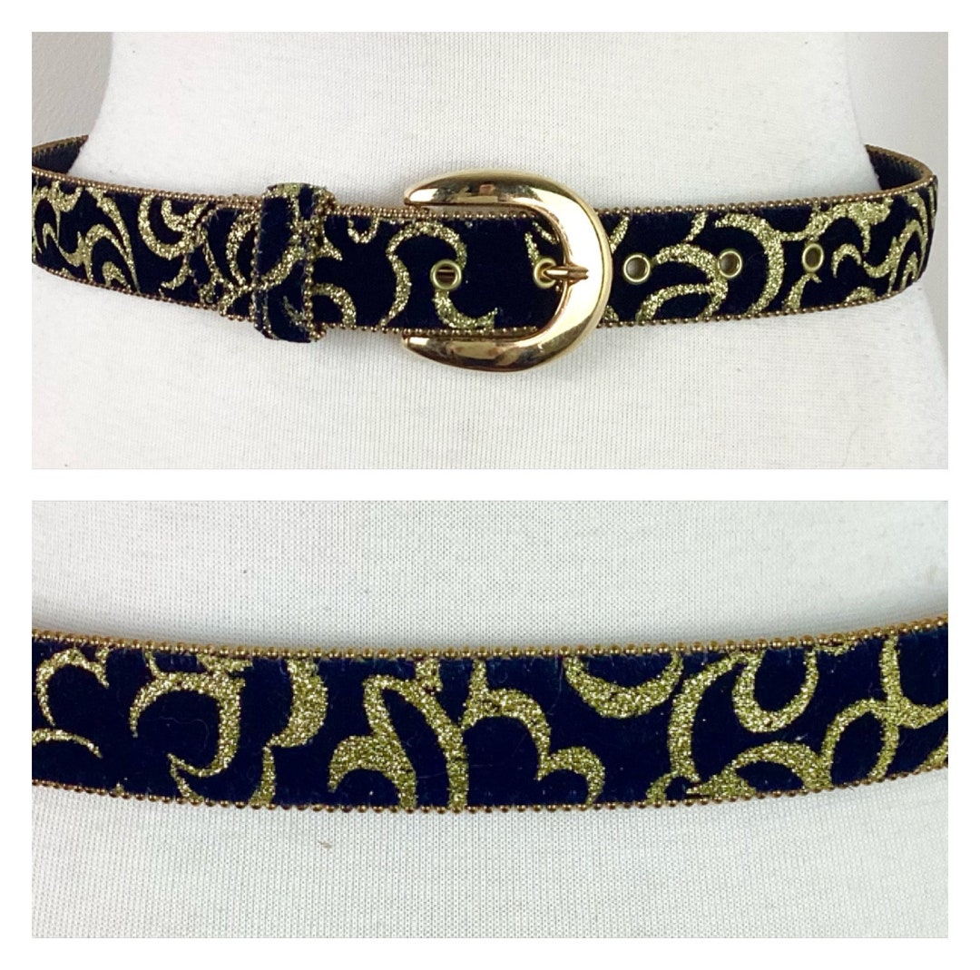 Combinaison Vintage Velours Noir Pailleté Années 80 - Taille PM - Avec Ceinture
