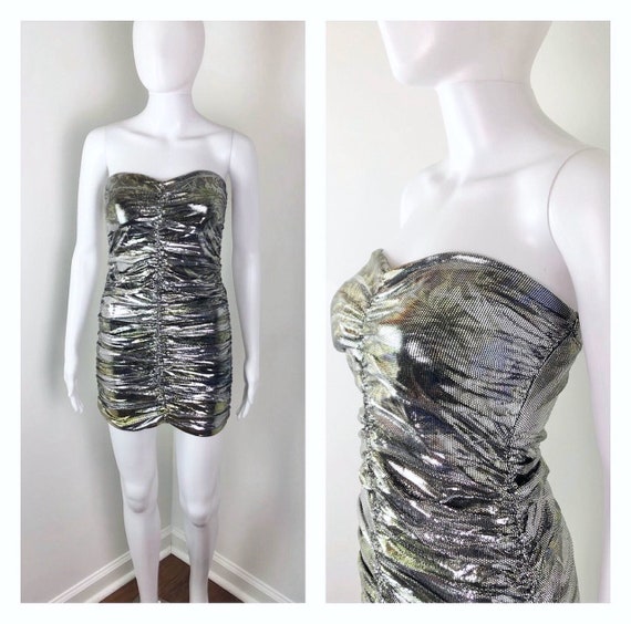 XS to Small - Y2K Holographic Silver and Gold Mini Tube Bodycon Dress by Wet Seal - Etsy UK XS to Small - Y2K Holographic Silver and Gold Mini Tube Bodycon Dress by Wet Seal - Etsy UK